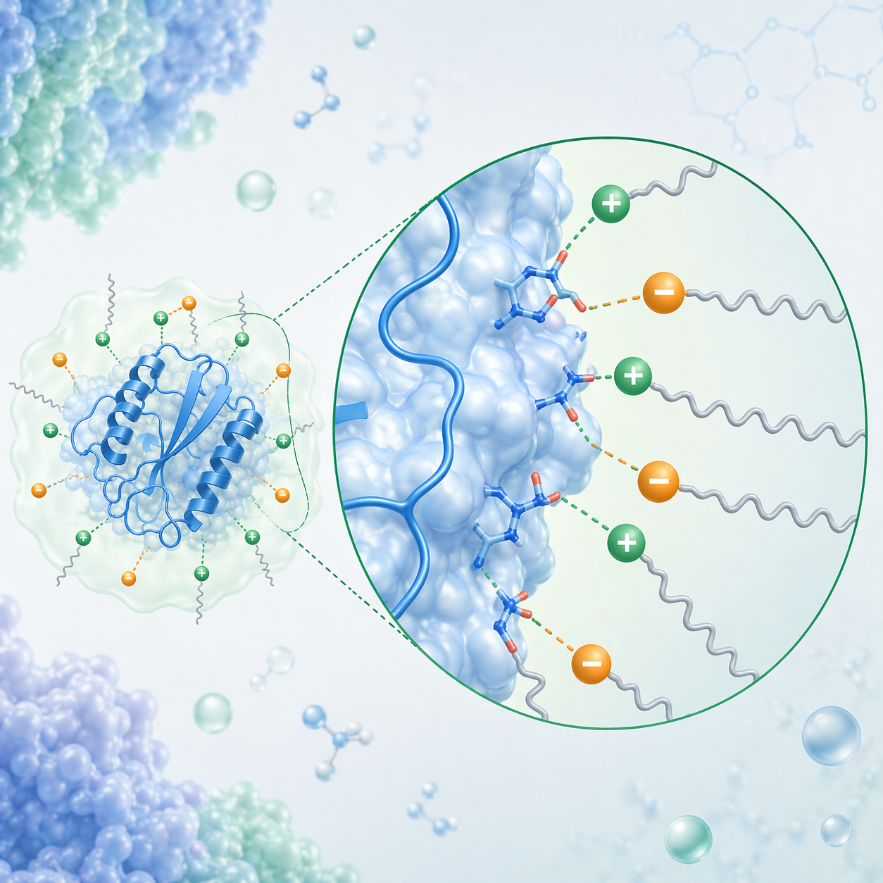 Protein–material interface at the molecular scale